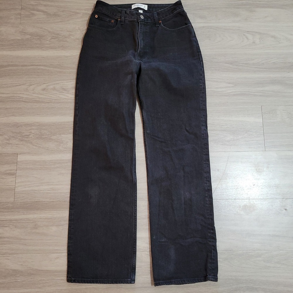 Abercrombie & Fitch Curve Love 90s Relaxed Jean High Rise Black 27(28x31.5)